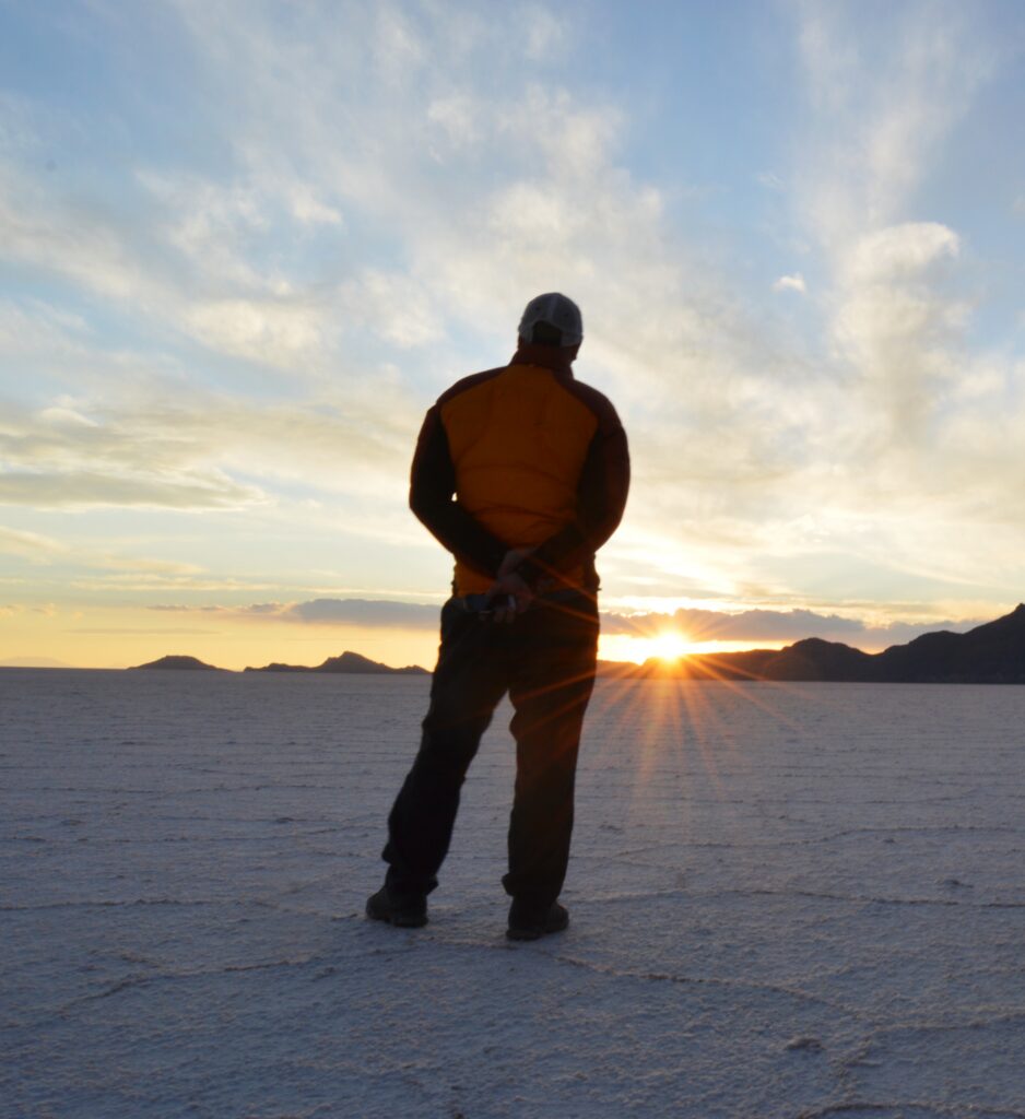 sunset in the salt flat